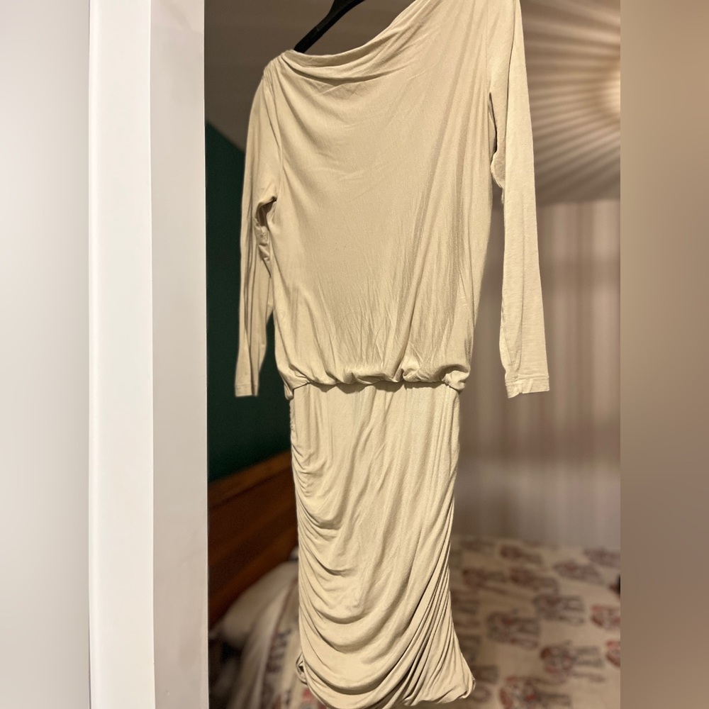 Theory Cream Long Sleeve Dress